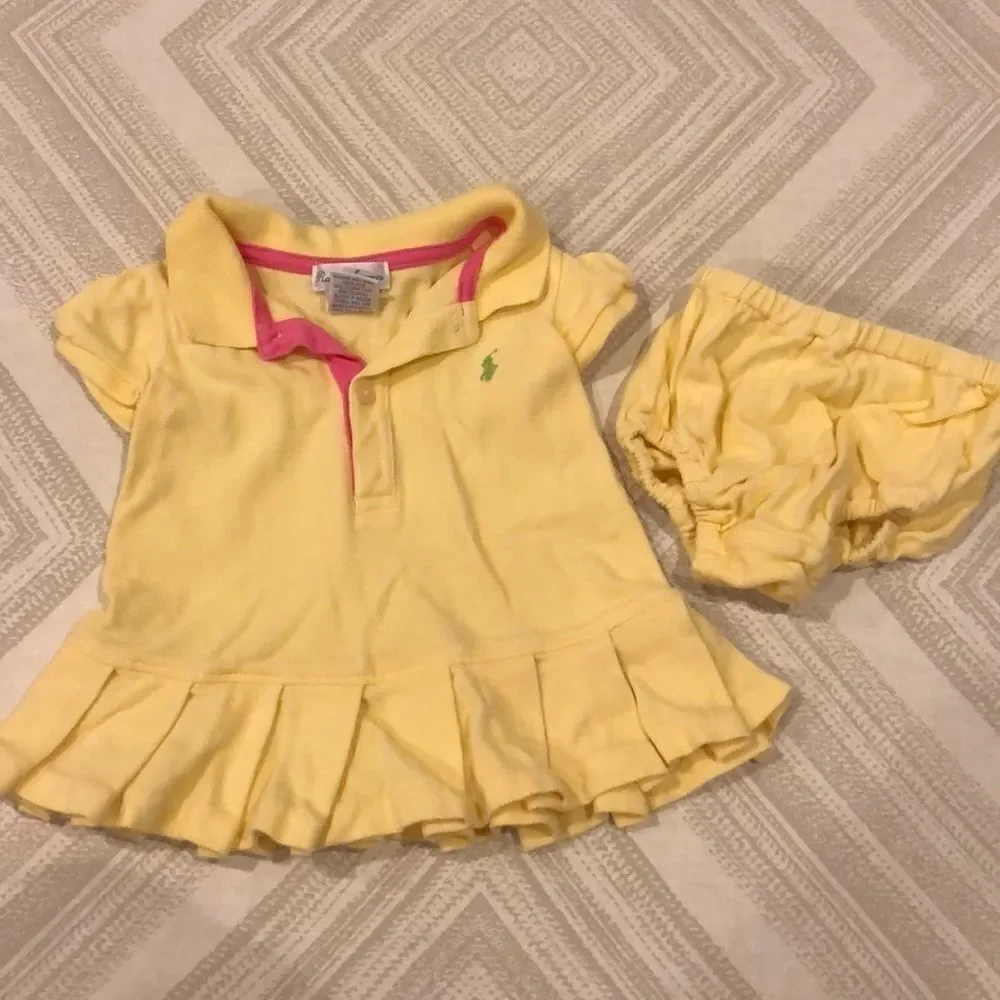 Ralph Lauren Baby Girls Yellow Dress/Diaper Cover